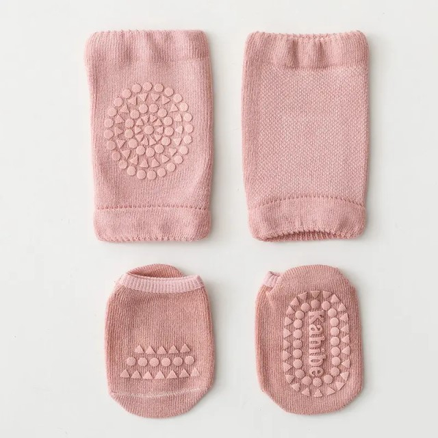 Set protectii anti-alunecare bebe, genunchiere si sosete, Diverse culori [5]