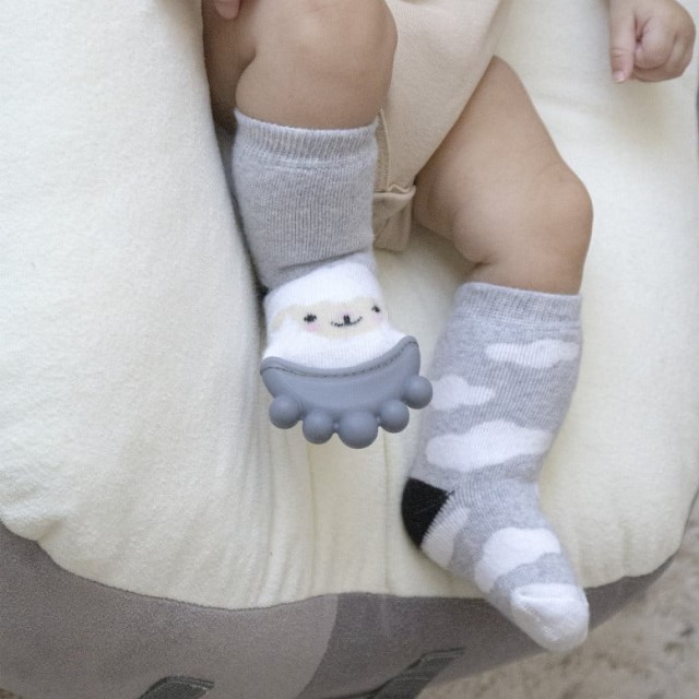Sosete cu accesoriu dentitie babyjem teether socks, bleu
