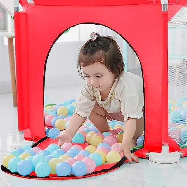 Spatiu de joaca tarc bebe, hexagonal, Empria, Rosu [4]