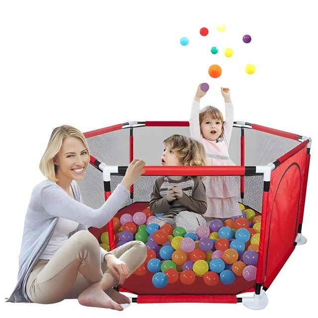 Spatiu de joaca tarc bebe, hexagonal, Empria, Rosu [7]