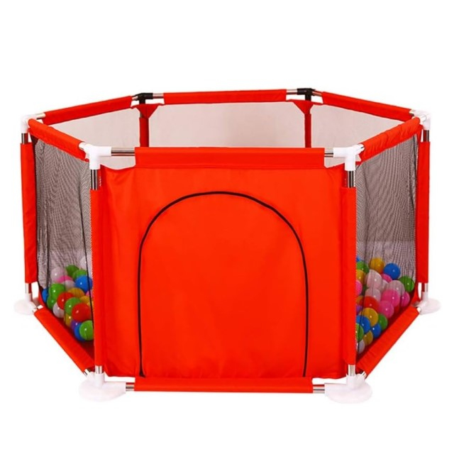 Spatiu de joaca tarc bebe, hexagonal, Empria, Rosu [6]