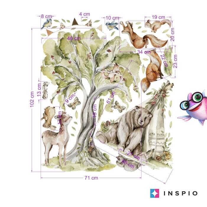 Sticker pentru Camera Copiilor - Padure Fermecata cu Animale Vesel [2]