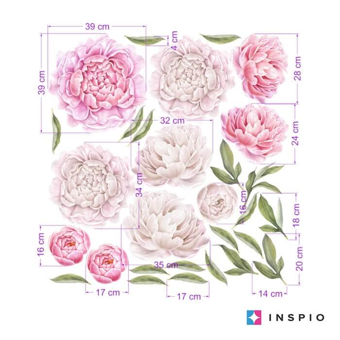Tapet cu flori - Bujori albi si roz, 100 x 95 cm [2]