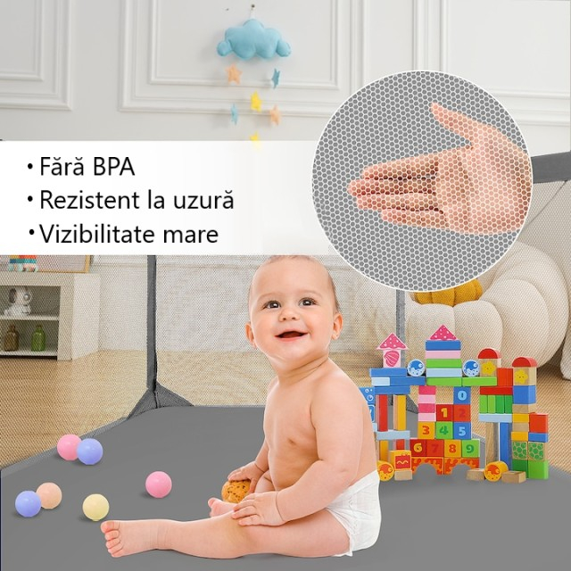 Tarc de joaca tarc copii XXL, cu fermoar, Empria, Gri [3]