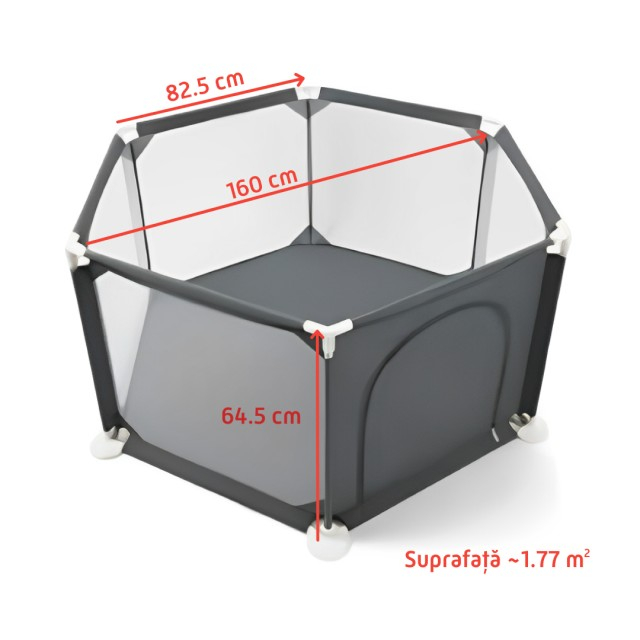 Tarc de joaca tarc copii XXL, cu fermoar, Empria, Gri [4]
