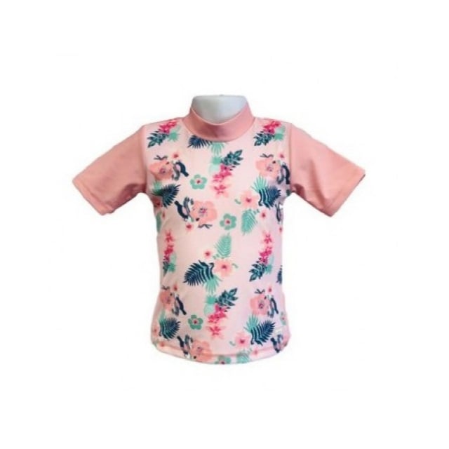 Tricou Protectie UV Copii, Protectie Solara UPF50+, Floral Pink, Marimea 4