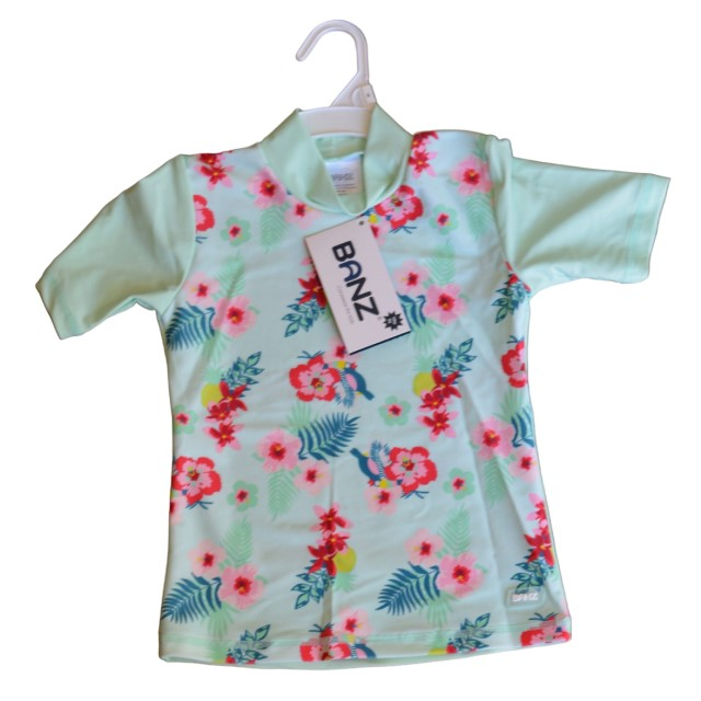 Tricou Protectie UV Copii, Protectie Solara UPF50+, Mint Floral, Marimea 6 [6]