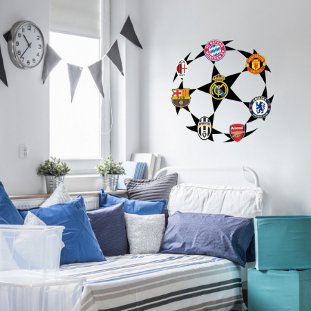 Stickere decorative - Autocolante pentru perete - Echipe de fotbal UEFA, 90 x 90 cm, Negru