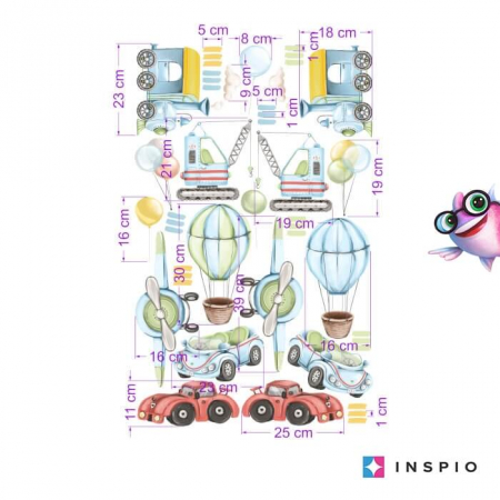 Stickere decorative - Autocolante pentru perete in acuarela - Vehicule