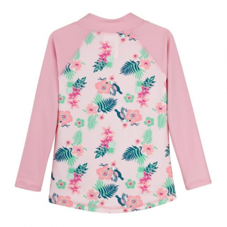 Haine plaja / inot - Bluza Copii Maneca Lunga, Anti-Iritatii, Protectie Soare UPF50+, Floral Pink, Marimea 2