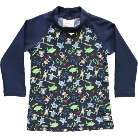 Haine plaja / inot - Bluza Copii Maneca Lunga, Anti-Iritatii, Protectie Soare UPF50+, Jungle Mix, Diverse marimi