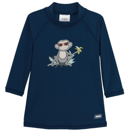 Haine plaja / inot - Bluza Copii Maneca Lunga, Anti-Iritatii, Protectie Soare UPF50+, Navy Jungle, Marimea 0