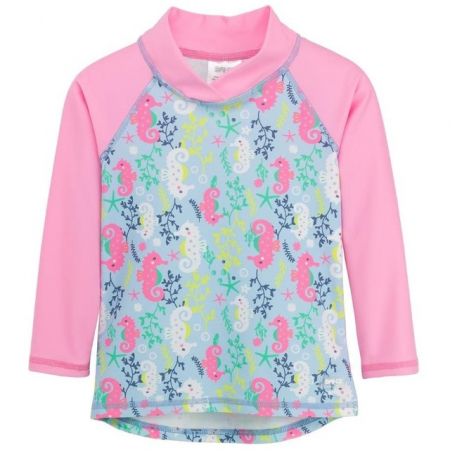 Haine si articole pentru plaja copii si bebelusi - Bluza Copii Maneca Lunga, Anti-Iritatii, Protectie Soare UPF50+, Sea Horse, Diverse marimi