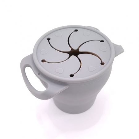 Diversificare bebelusi - Cana din silicon 2 in 1, pentru gustari si apa, cu capac anti-varsare, Empria, Diverse culori