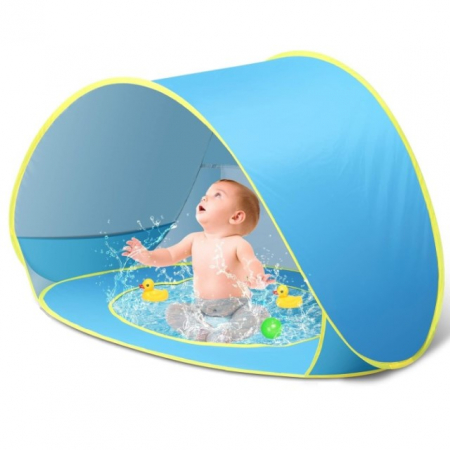 Accesorii plaja - Cort de plaja, Empria, cu protectie UV pentru bebelusi si copii, cu piscina, vacanta vara, 117x79x70 cm