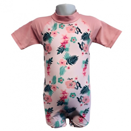 Haine si articole pentru plaja copii si bebelusi - Costume de Baie / Inot pentru bebelusi si copii, Protectie Soare UPF50+, Floral Pink, Diverse marimi