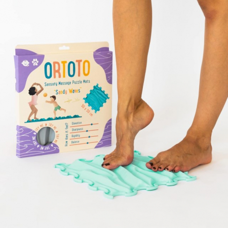 Covorase ortopedice senzoriale - Covoras ortopedic pentru masaj, 1 piesa, textura rigida, model Sandy Waves, Turcoaz