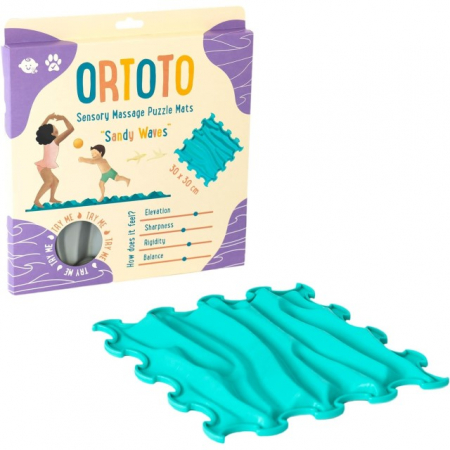 Covorase ortopedice senzoriale - Covoras ortopedic pentru masaj, 1 piesa, textura rigida, model Sandy Waves, Turcoaz