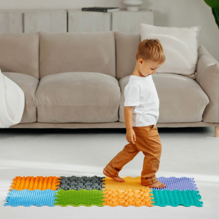 Jucarii copii si jocuri educative - Covoras ortopedic, senzorial, set puzzle, 8 piese cu diferite texturi, Nature Gifts