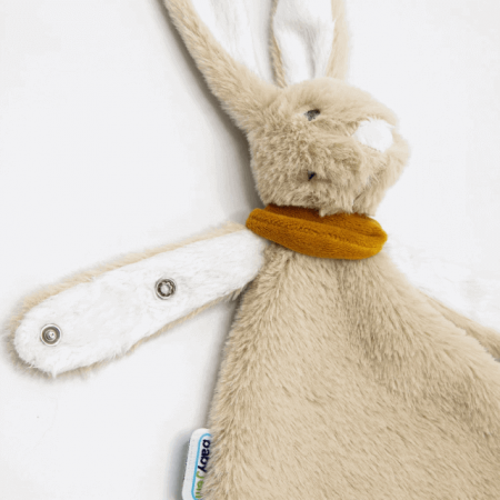 Jucarii bebelusi - Jucarie atasament bebelusi Iepuras, BabyJem, cu sistem prindere suzeta, Crem