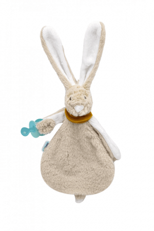 Jucarii bebelusi - Jucarie atasament bebelusi Iepuras, BabyJem, cu sistem prindere suzeta, Crem