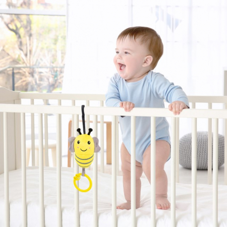 Jucarii bebelusi - Jucarie cu vibratii pentru bebelusi BabyJem, Albinuta din plus, 6 luni+, Galben