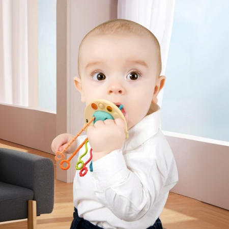 Jucarii bebelusi - Jucarie Montessori, senzoriala pentru bebelusi, dentitie, Empria, Elefant Verde