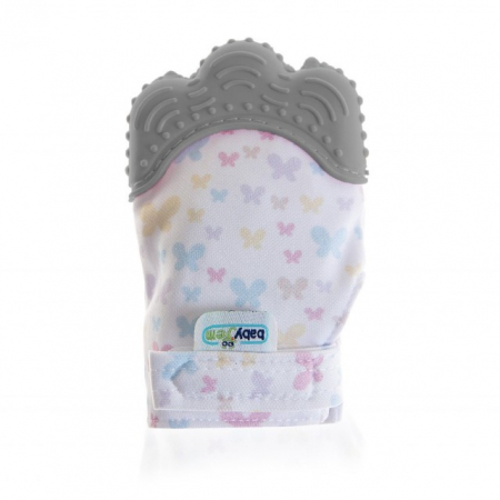 Jucarii dentitie - Manusa bebelusi pentru dentitie Butterfly BabyJem, Gri