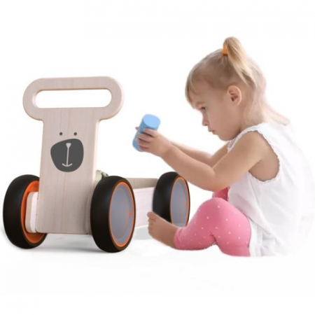 Masinuta ride-on, premergator si carucior de jucarii MamaToyz DriveMe Soft, Ursulet - Jucarie din lemn 3 in 1 [6]