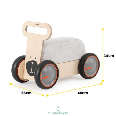 Masinuta ride-on, premergator si carucior de jucarii MamaToyz DriveMe Soft, Ursulet - Jucarie din lemn 3 in 1 [2]