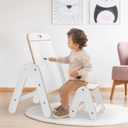 Jucarii copii si jocuri educative - Masuta si tabla 2 in 1 cu scaunel MamaToyz Massam MDF