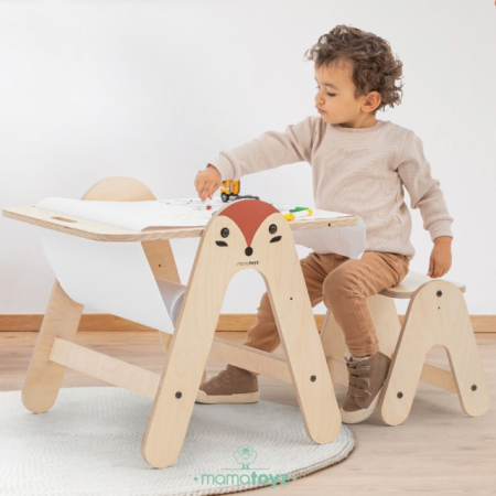 Idei de cadouri pentru bebelusi si copii - Masuta si tabla 2 in 1 cu scaunel MamaToyz Massam, Vulpita