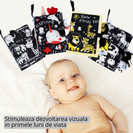 Idei de cadouri pentru bebelusi si copii - PACHET: 4 Carti Senzoriale, Contrastante, Bebelusi - Descoperind Lumea in Alb si Negru