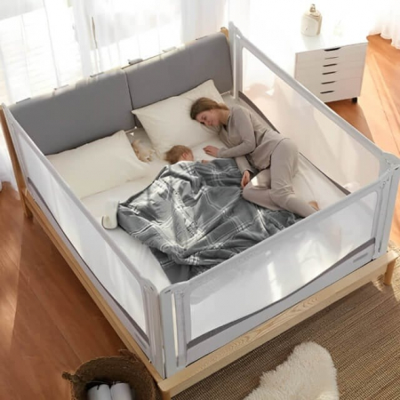 Bariere protectie pentru pat - PACHET PREMIUM: 3 Protectii laterale pat, XXL dimensiuni 160x200 cm + 2 Seturi Conectori