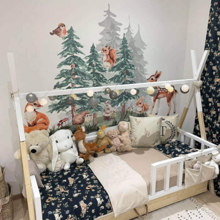 Stickere decorative - Padure Plina de Animale - Stickere pentru Pereti pentru Copii 2,  H 162 x l 213 cm