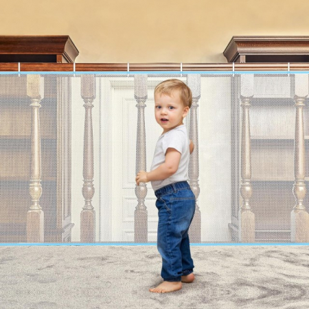 Protectii utile - Plasa de siguranta pentru balustrade scari, balcoane si terase, 300 x 78 cm, alb