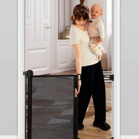 Poarta siguranta copii - Poarta de siguranta retractabila extra lunga, 180 cm, Diverse dimensiuni si culori