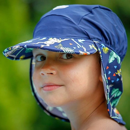 Palarii protectie UV - Sapca protectie soare cu protectie gat, Jungle Mix, Marimea L, 4-8 ani