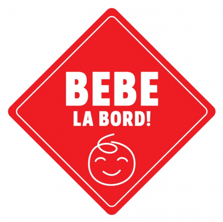 Accesorii auto copii - Semn bebe la bord, sticker cu ventuza, atentionare baby on board, siguranta auto, Empria, Rosu
