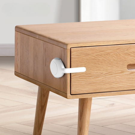 Sigurante pentru sertare si usi - Set blocatoare cu maneta pentru sertar, Empria, 2 bucati, 7.5x4.5x2, Alb/Gri