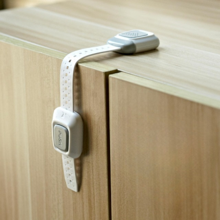 Sigurante pentru sertare si usi - Set cu incuietoare dubla pentru usi si sertare gri, 25 cm_Empria