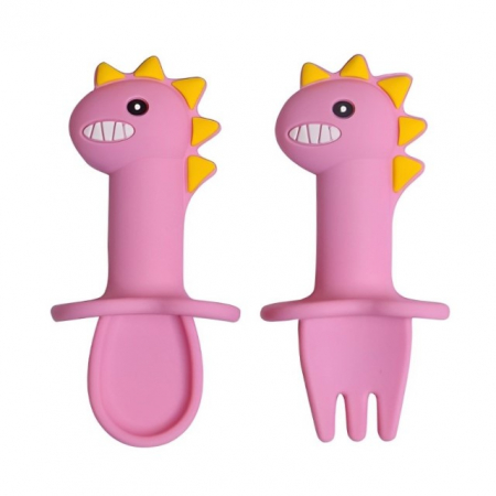 Diversificare bebelusi - Set mini tacamuri diversificare bebelusi, silicon alimentar, cu cutie depozitare, flexibile, Dino, Empria