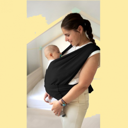 Somnul bebelusului - Sistem de purtare wrap elastic pentru bebelusi BabyJem, Negru