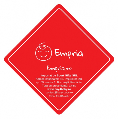 Accesorii auto copii - Sticker decorativ, Auto, Baby On Board, Empria, Rosu, 12.5 x 12.5 cm