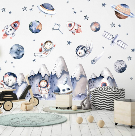 Stickere decorative - Stickere Perete - Astronauti si Spatiu pentru Baieti,  Diverse marimi