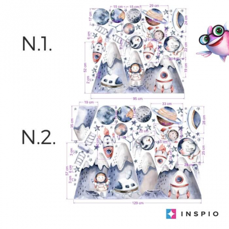 Stickere decorative - Stickere Perete - Astronauti si Spatiu pentru Baieti,  Diverse marimi