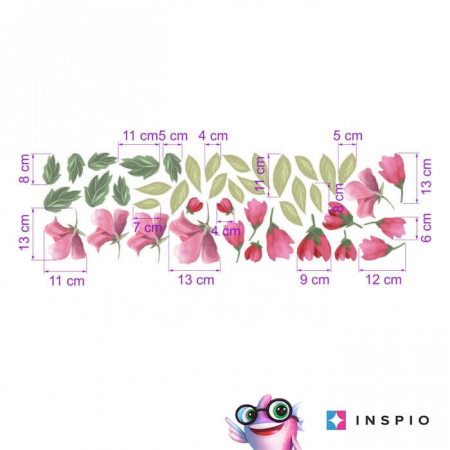 Stickere decorative - Stickere Perete - Flori Roz