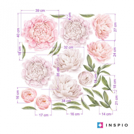 Stickere decorative - Tapet autoadeziv cu bujori roz deschis