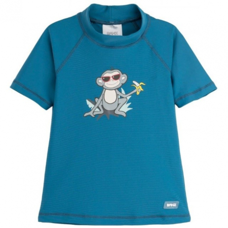 Haine si articole pentru plaja copii si bebelusi - Tricou Protectie UV Copii, Protectie Solara UPF50+, Petrol Jungle,  Diverse marimi