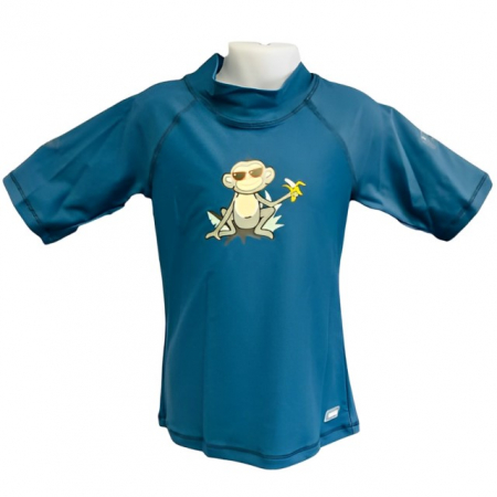 Haine si articole pentru plaja copii si bebelusi - Tricou Protectie UV Copii, Protectie Solara UPF50+, Petrol Jungle,  Diverse marimi